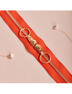 Chiusura a doppio cursore Gold e Tangerine 40 cm - Atelier Brunette
