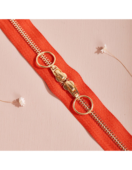 Chiusura a doppio cursore Gold e Tangerine 40 cm - Atelier Brunette