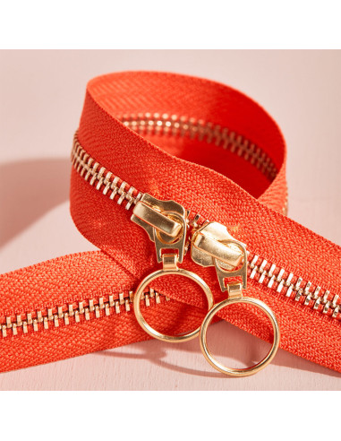 Chiusura a doppio cursore Gold e Tangerine 40 cm - Atelier Brunette