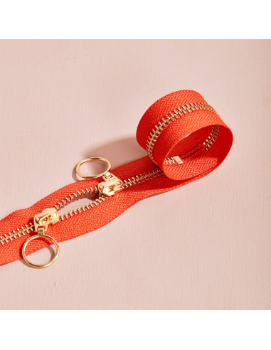 Chiusura a doppio cursore Gold e Tangerine 40 cm - Atelier Brunette