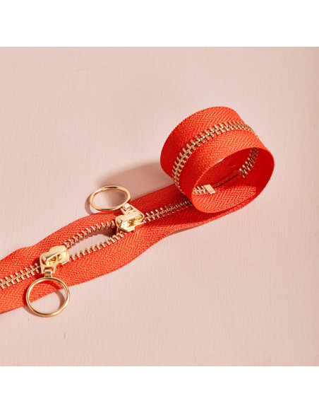 Chiusura a doppio cursore Gold e Tangerine 40 cm - Atelier Brunette