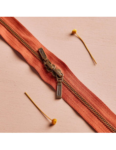 Chiusura a doppio cursore Ottone e Castagno 40 cm - Atelier Brunette