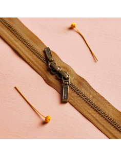 Chiusura a doppio cursore Ottone e Ocra 40 cm - Atelier Brunette