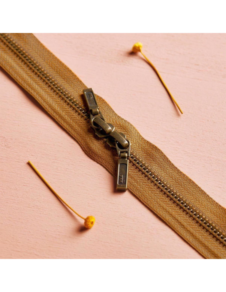 Chiusura a doppio cursore Ottone e Ocra 40 cm - Atelier Brunette