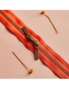 Chiusura a doppio cursore Ottone e Mandarino 40 cm - Atelier Brunette