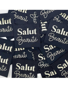 Set di 5 etichette tessute da cucire Salut Beauté - Nero