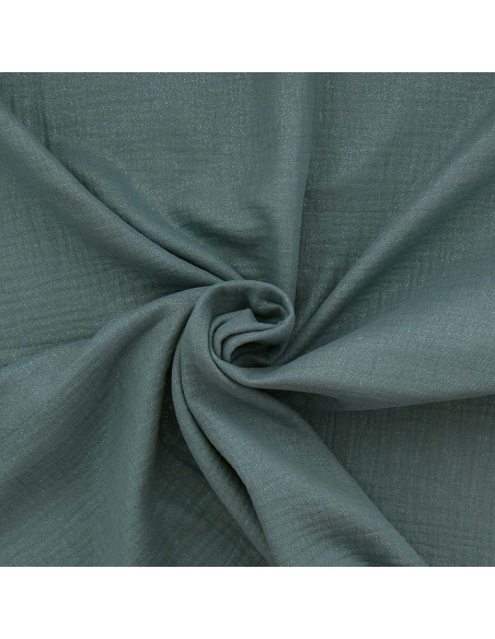 Tessuto doppia garza di cotone iridescente - Grigio blu