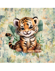 Pannello tessuto felpa leggera 40 cm x 50 cm - Tigre tropicale