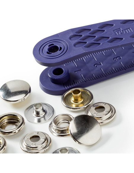 Scatola di 10 bottoni a pressione sport campeggio Nichel con attrezzo 15 mm