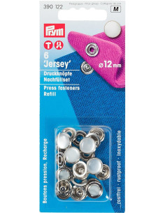 Ricarica di 6 bottoni a pressione jersey 12 mm Perlato