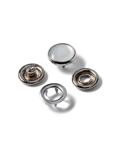 Ricarica di 6 bottoni a pressione jersey 12 mm Perlato