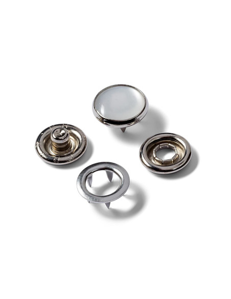 Ricarica di 6 bottoni a pressione jersey 12 mm Perlato