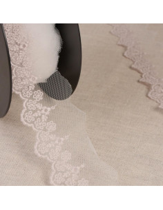 Tulle ricamato fiori - Greige