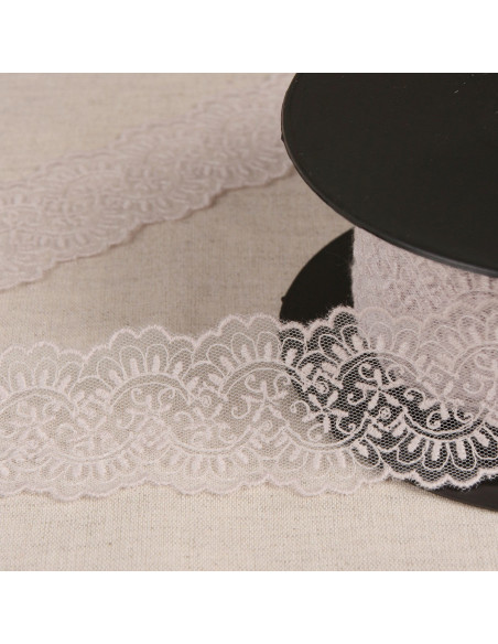 Tulle ricamato tra due - Greige