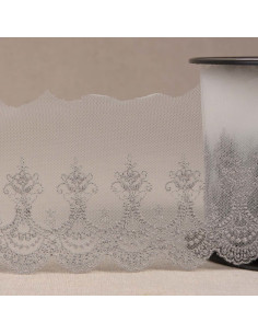 Tulle ricamato smerlato - Grigio medio