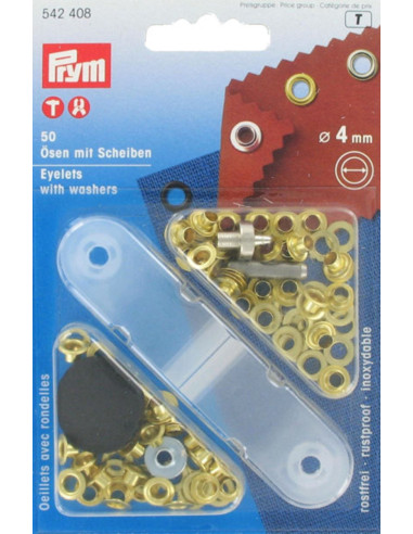 Scatola 50 occhielli 4 mm con strumento di applicazione - Oro
