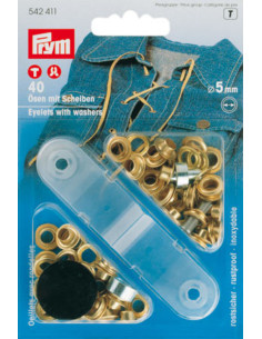 Scatola 40 occhielli 5 mm con strumento di applicazione - Oro