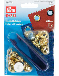 Scatola 24 occhielli 8 mm con strumento di fissaggio - Oro