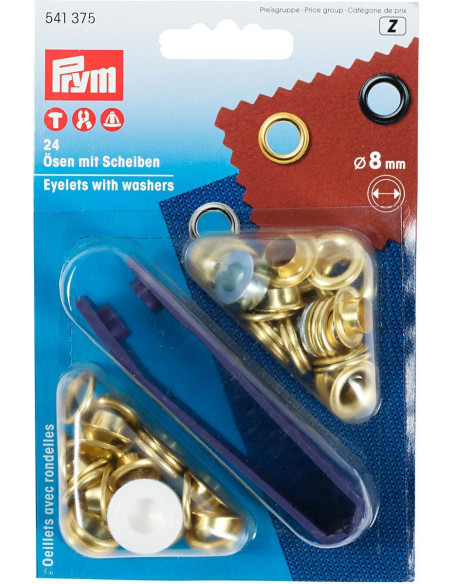 Scatola 24 occhielli 8 mm con strumento di fissaggio - Oro