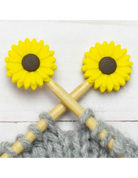 Tappi ferma-maglia per ferri da maglia - Girasole
