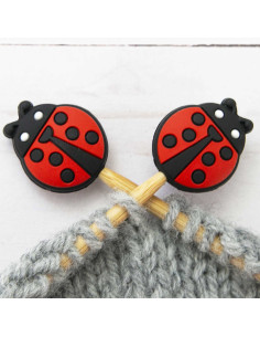 Tappi ferma-maglia per ferri da maglia - Coccinella