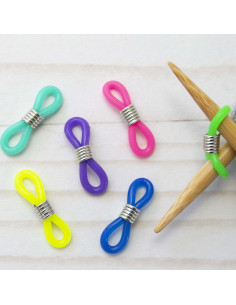 Set di 6 fermamaglie multicolori per ferri da maglia