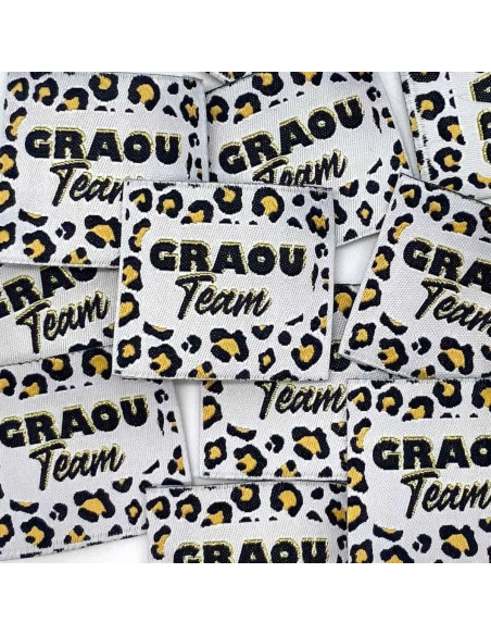 Set di 5 etichette tessute da cucire Graou Team lurex
