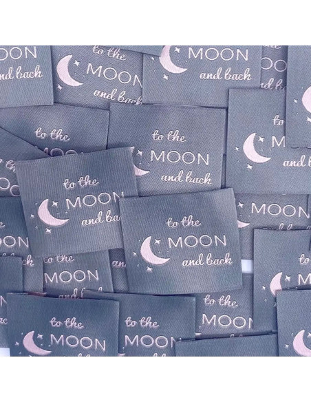 Set di 5 etichette tessute da cucire To the moon and back