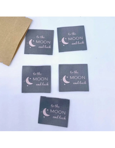 Set di 5 etichette tessute da cucire To the moon and back