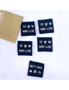 Set di 5 etichette tessute da cucire With Love lurex 2