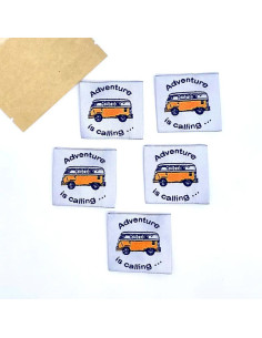 Set di 5 etichette tessute da cucire Adventure is Calling 2