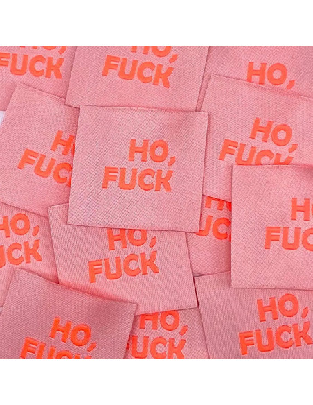 Set di 5 etichette tessute da cucire Ho, Fuck