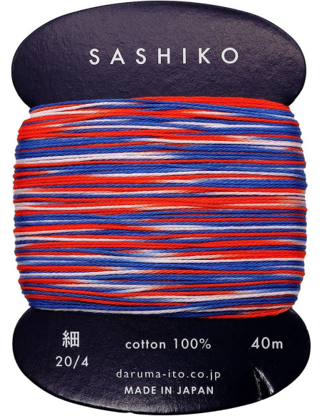 Filo sashiko Daruma Kasuri multicolore 3 colori 40 m
