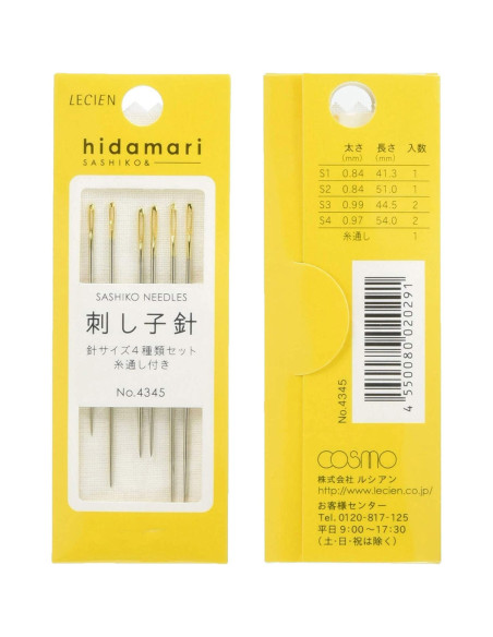 Confezione di 6 aghi sashiko hidamari Cosmo Lecien