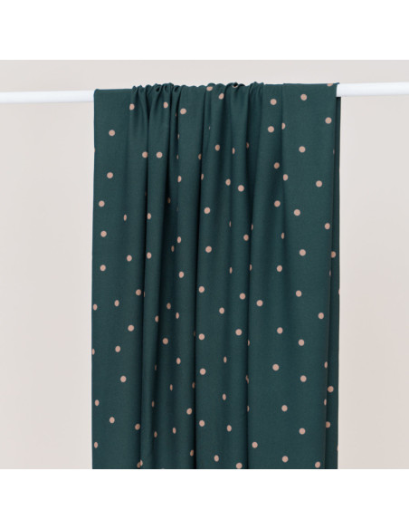 Tessuto crêpe di viscosa Jolly Dots - Verde bottiglia