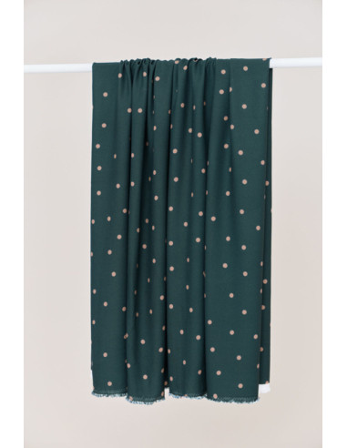 Tessuto crêpe di viscosa Jolly Dots - Verde bottiglia