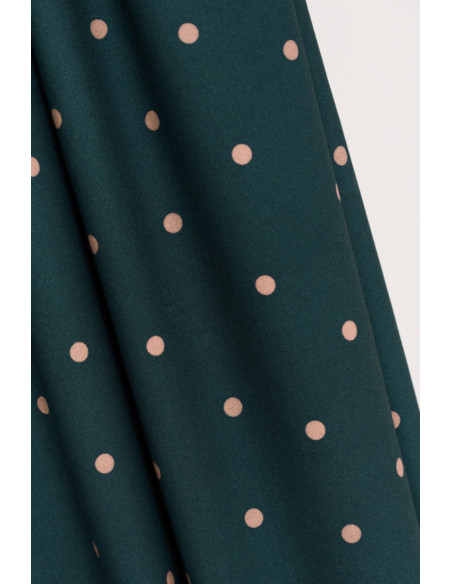 Tessuto crêpe di viscosa Jolly Dots - Verde bottiglia