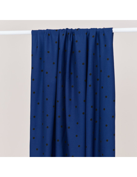 Tessuto crêpe di viscosa Jolly Dots - Blu cobalto
