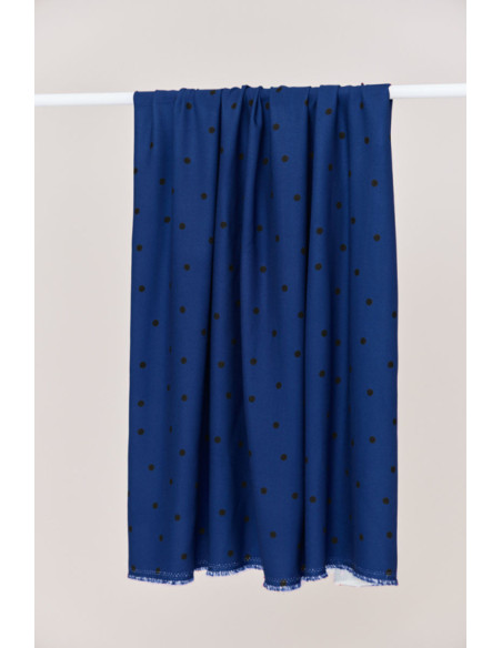 Tessuto crêpe di viscosa Jolly Dots - Blu cobalto