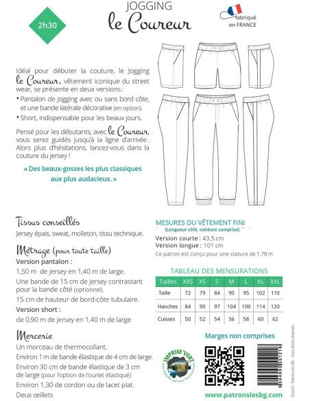Modello di pantaloni da jogging e pantaloncini da uomo Le Coureur - Les BG