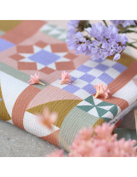 Tessuto crepe marocchino di viscosa Patchwork Malva - La Maison Naïve
