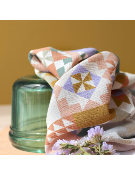 Tessuto crepe marocchino di viscosa Patchwork Malva - La Maison Naïve
