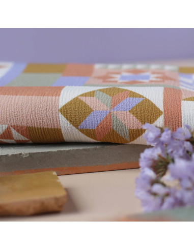 Tessuto crepe marocchino di viscosa Patchwork Malva - La Maison Naïve