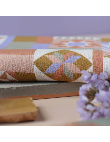 Tessuto crepe marocchino di viscosa Patchwork Malva - La Maison Naïve