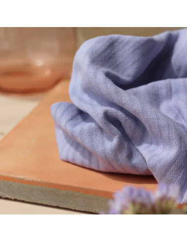 Tessuto di cotone a piccoli quadretti Malva - La Maison Naïve