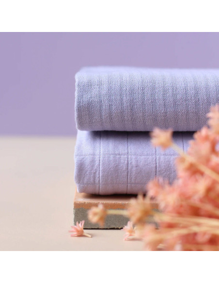 Tessuto di cotone a piccoli quadretti Malva - La Maison Naïve