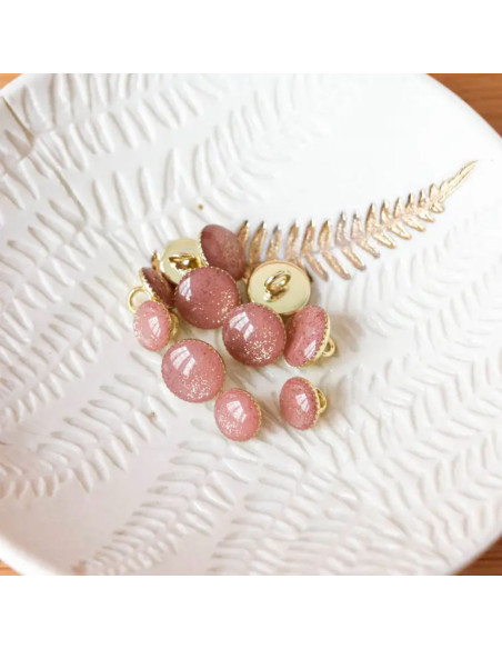 Bottone di stivaletto glitterato oro - Rosa antico