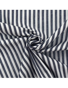 Tessuto popeline di cotone - Righe larghe - Blu marino