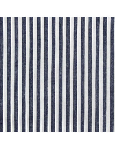 Tessuto popeline di cotone - Righe larghe - Blu marino