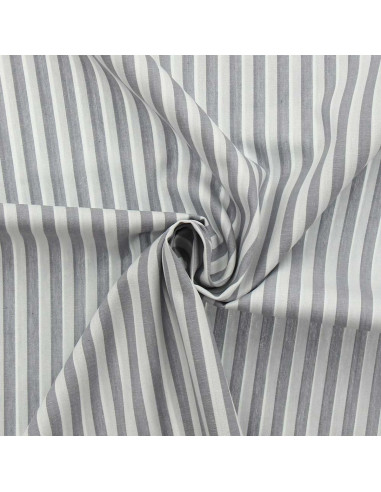Tessuto popeline di cotone - Righe larghe - Grigio